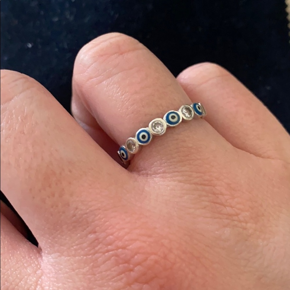 Sterling silver evil eye ring